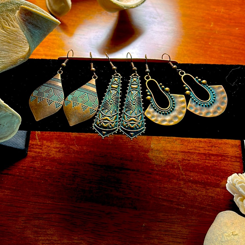 Brand New - Boutique- 3 Pair of Turquoise Color Earrings. Brand New!